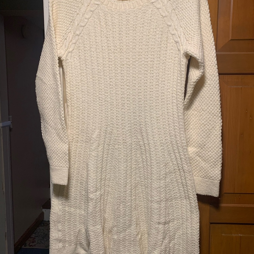 Hollister Cream Long Sleeve Knit Dress